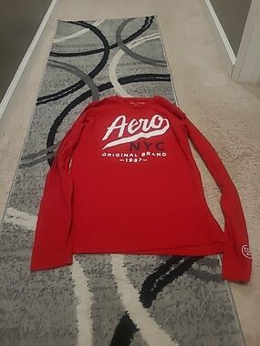 Aeropostale Mens Red Orig Brand Logo Aero NYC Graphic Crewneck T Shirt Medium